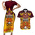 Custom PNG Port Moresby Vipers Rugby Couples Matching Short Sleeve Bodycon Dress and Hawaiian Shirt Fire Vipers Mix PNG Bird Polynesian Tattoo LT03 Yellow - Polynesian Pride