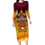 Custom PNG Port Moresby Vipers Rugby Long Sleeve Bodycon Dress Fire Vipers Mix PNG Bird Polynesian Tattoo LT03 Long Dress Yellow - Polynesian Pride