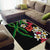 Hawaiian Tropical Flowers and Maile Pikake Area Rug Polynesian Tribal Pattern Black Color