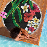Hawaiian Tropical Flowers and Maile Pikake Beach Blanket Polynesian Tribal Pattern Black Color LT03 - Polynesian Pride