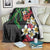 Hawaiian Tropical Flowers and Maile Pikake Blanket Polynesian Tribal Pattern Black Color