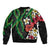 Hawaiian Tropical Flowers and Maile Pikake Bomber Jacket Polynesian Tribal Pattern Black Color