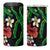 Hawaiian Tropical Flowers and Maile Pikake 4 in 1 Can Cooler Tumbler Polynesian Tribal Pattern Black Color