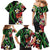 Hawaiian Tropical Flowers and Maile Pikake Family Matching Mermaid Dress and Hawaiian Shirt Polynesian Tribal Pattern Black Color