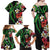 Hawaiian Tropical Flowers and Maile Pikake Family Matching Off Shoulder Maxi Dress and Hawaiian Shirt Polynesian Tribal Pattern Black Color