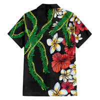 Hawaiian Tropical Flowers and Maile Pikake Family Matching Summer Maxi Dress and Hawaiian Shirt Polynesian Tribal Pattern Black Color LT03 - Polynesian Pride