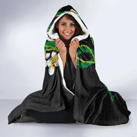 Hawaiian Tropical Flowers and Maile Pikake Hooded Blanket Polynesian Tribal Pattern Black Color LT03 - Polynesian Pride