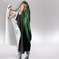 Hawaiian Tropical Flowers and Maile Pikake Hooded Blanket Polynesian Tribal Pattern Black Color LT03 - Polynesian Pride