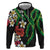 Hawaiian Tropical Flowers and Maile Pikake Hoodie Polynesian Tribal Pattern Black Color