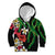 Hawaiian Tropical Flowers and Maile Pikake Kid Hoodie Polynesian Tribal Pattern Black Color