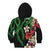 Hawaiian Tropical Flowers and Maile Pikake Kid Hoodie Polynesian Tribal Pattern Black Color