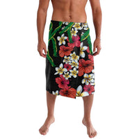 Hawaiian Tropical Flowers and Maile Pikake Lavalava Polynesian Tribal Pattern Black Color LT03 Black - Polynesian Pride
