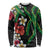 Hawaiian Tropical Flowers and Maile Pikake Long Sleeve Shirt Polynesian Tribal Pattern Black Color