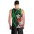 Hawaiian Tropical Flowers and Maile Pikake Men Tank Top Polynesian Tribal Pattern Black Color