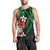 Hawaiian Tropical Flowers and Maile Pikake Men Tank Top Polynesian Tribal Pattern Black Color