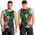 Hawaiian Tropical Flowers and Maile Pikake Men Tank Top Polynesian Tribal Pattern Black Color