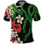 Hawaiian Tropical Flowers and Maile Pikake Polo Shirt Polynesian Tribal Pattern Black Color