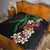 Hawaiian Tropical Flowers and Maile Pikake Quilt Polynesian Tribal Pattern Black Color