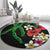 Hawaiian Tropical Flowers and Maile Pikake Round Carpet Polynesian Tribal Pattern Black Color