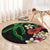 Hawaiian Tropical Flowers and Maile Pikake Round Carpet Polynesian Tribal Pattern Black Color