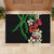 Hawaiian Tropical Flowers and Maile Pikake Rubber Doormat Polynesian Tribal Pattern Black Color