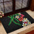 Hawaiian Tropical Flowers and Maile Pikake Rubber Doormat Polynesian Tribal Pattern Black Color