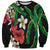 Hawaiian Tropical Flowers and Maile Pikake Sweatshirt Polynesian Tribal Pattern Black Color