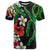 Hawaiian Tropical Flowers and Maile Pikake T Shirt Polynesian Tribal Pattern Black Color