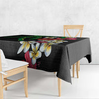 Hawaiian Tropical Flowers and Maile Pikake Tablecloth Polynesian Tribal Pattern Black Color LT03 - Polynesian Pride