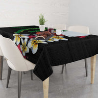 Hawaiian Tropical Flowers and Maile Pikake Tablecloth Polynesian Tribal Pattern Black Color LT03 - Polynesian Pride