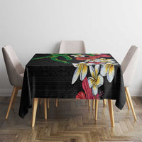 Hawaiian Tropical Flowers and Maile Pikake Tablecloth Polynesian Tribal Pattern Black Color LT03 - Polynesian Pride