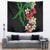 Hawaiian Tropical Flowers and Maile Pikake Tapestry Polynesian Tribal Pattern Black Color