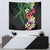 Hawaiian Tropical Flowers and Maile Pikake Tapestry Polynesian Tribal Pattern Black Color