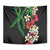 Hawaiian Tropical Flowers and Maile Pikake Tapestry Polynesian Tribal Pattern Black Color