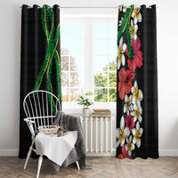 Hawaiian Tropical Flowers and Maile Pikake Window Curtain Polynesian Tribal Pattern Black Color LT03 - Polynesian Pride