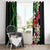 Hawaiian Tropical Flowers and Maile Pikake Window Curtain Polynesian Tribal Pattern Black Color