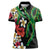 Hawaiian Tropical Flowers and Maile Pikake Women Polo Shirt Polynesian Tribal Pattern Black Color