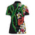 Hawaiian Tropical Flowers and Maile Pikake Women Polo Shirt Polynesian Tribal Pattern Black Color