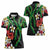 Hawaiian Tropical Flowers and Maile Pikake Women Polo Shirt Polynesian Tribal Pattern Black Color