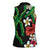 Hawaiian Tropical Flowers and Maile Pikake Women Sleeveless Polo Shirt Polynesian Tribal Pattern Black Color