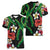 Hawaiian Tropical Flowers and Maile Pikake Women V-Neck T-Shirt Polynesian Tribal Pattern Black Color