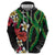 Hawaiian Tropical Flowers and Maile Pikake Zip Hoodie Polynesian Tribal Pattern Black Color