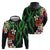 Hawaiian Tropical Flowers and Maile Pikake Zip Hoodie Polynesian Tribal Pattern Black Color