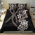 Hawaiian Tropical Flowers and Maile Pikake Bedding Set Polynesian Tribal Pattern Grayscale Mode