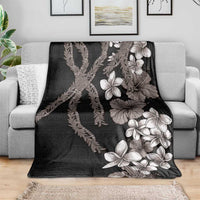 Hawaiian Tropical Flowers and Maile Pikake Blanket Polynesian Tribal Pattern Grayscale Mode LT03 - Polynesian Pride