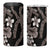 Hawaiian Tropical Flowers and Maile Pikake 4 in 1 Can Cooler Tumbler Polynesian Tribal Pattern Grayscale Mode