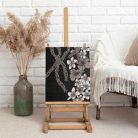 Hawaiian Tropical Flowers and Maile Pikake Canvas Wall Art Polynesian Tribal Pattern Grayscale Mode LT03 - Polynesian Pride