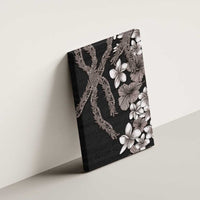 Hawaiian Tropical Flowers and Maile Pikake Canvas Wall Art Polynesian Tribal Pattern Grayscale Mode LT03 - Polynesian Pride