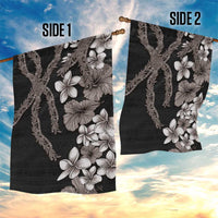 Hawaiian Tropical Flowers and Maile Pikake Garden Flag Polynesian Tribal Pattern Grayscale Mode LT03 - Polynesian Pride