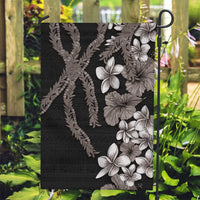 Hawaiian Tropical Flowers and Maile Pikake Garden Flag Polynesian Tribal Pattern Grayscale Mode LT03 Garden Flag Black - Polynesian Pride